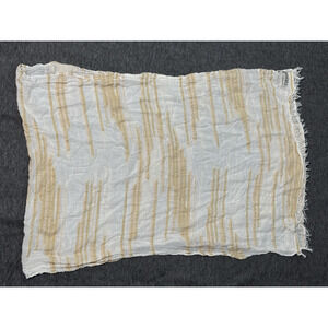 Scotch & Soda Maison Scotch - Cream/Tan Rectangular Fringed 62”X17” Sheer Scarf